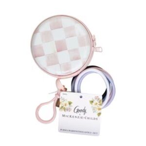 Pink and White Checkered Hair Accessory Set with Hair Ties